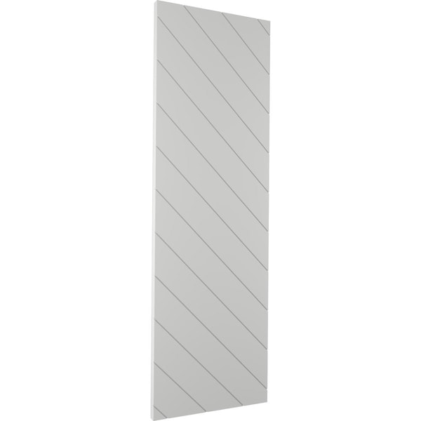 12W X 70H True Fit PVC Diagonal Slat Modern Style Fixed Mount Shutters, Hailstorm Gray